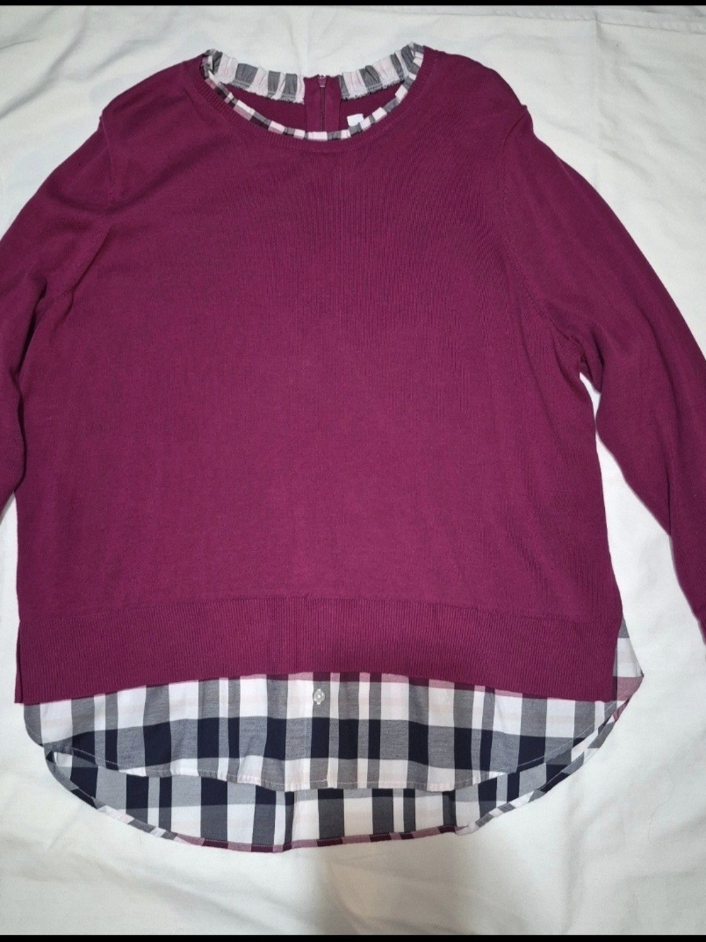 Women's Magenta Layered Pullover Sweater